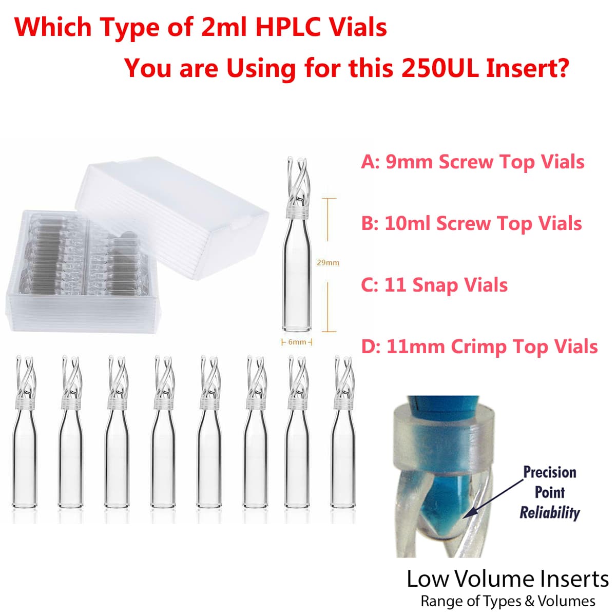 China 250ul micro insert for hplc vials