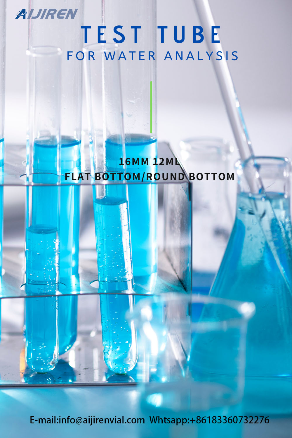 10ml glass test tube for water analysis