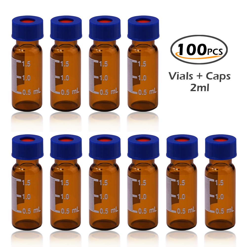 2ml Amber HPLC Screw Vials with Blue Caps for Sale