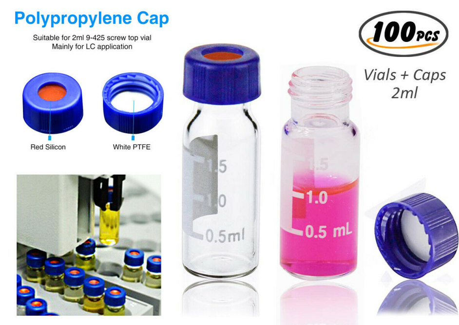 2ml 9-425 screw top vials with pp cap on stock