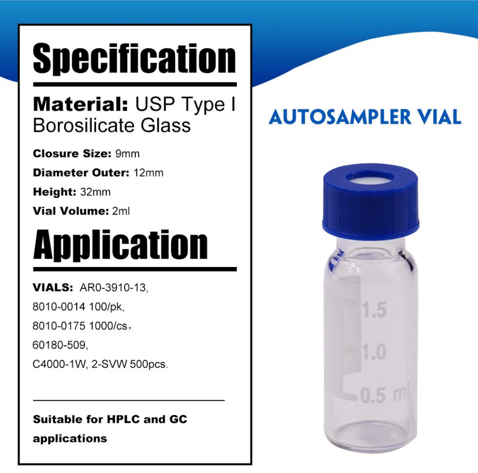 9mm vials suit for HPLC and GC application