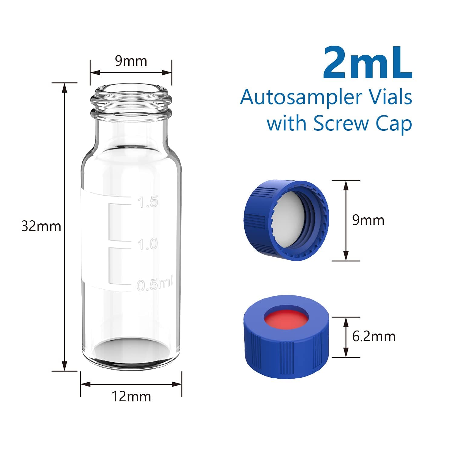 2ml clear screw vial hole cap with PTFE silicone septum