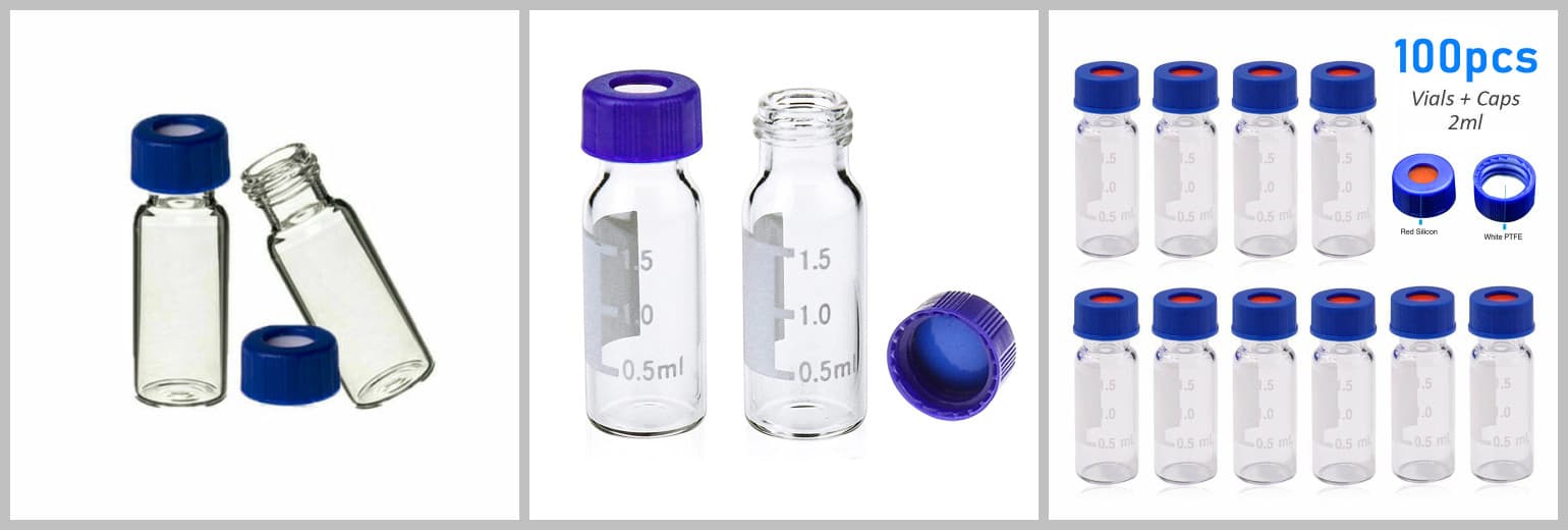 2ml autosampler vial2ml clear screw vials hole cap with PTFE silicone septum