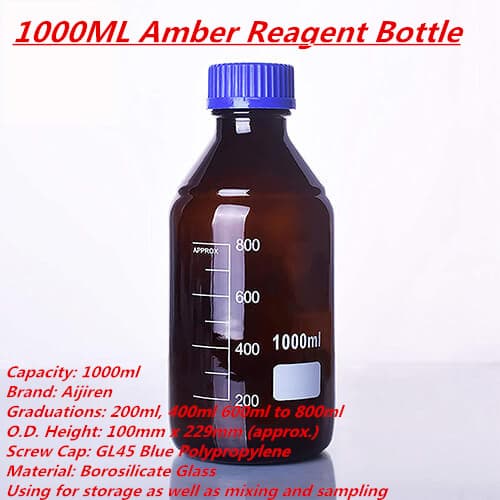 1000ml amber media bottle with GL45 screw caps supplier