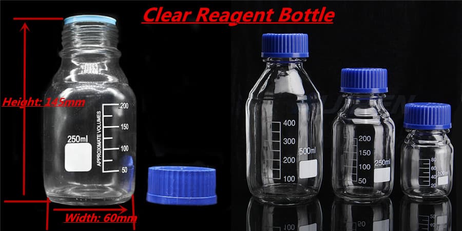 250ml Clear Reagent Bottle with GL45 Blue Screw Cap