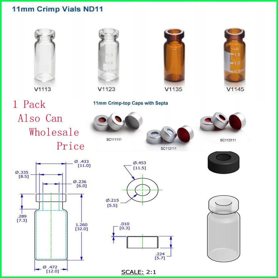 11mm crimp top vials with aluminum caps