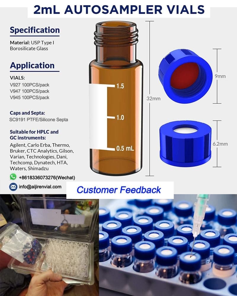 2ml 9mm HPLC Vials with Closures