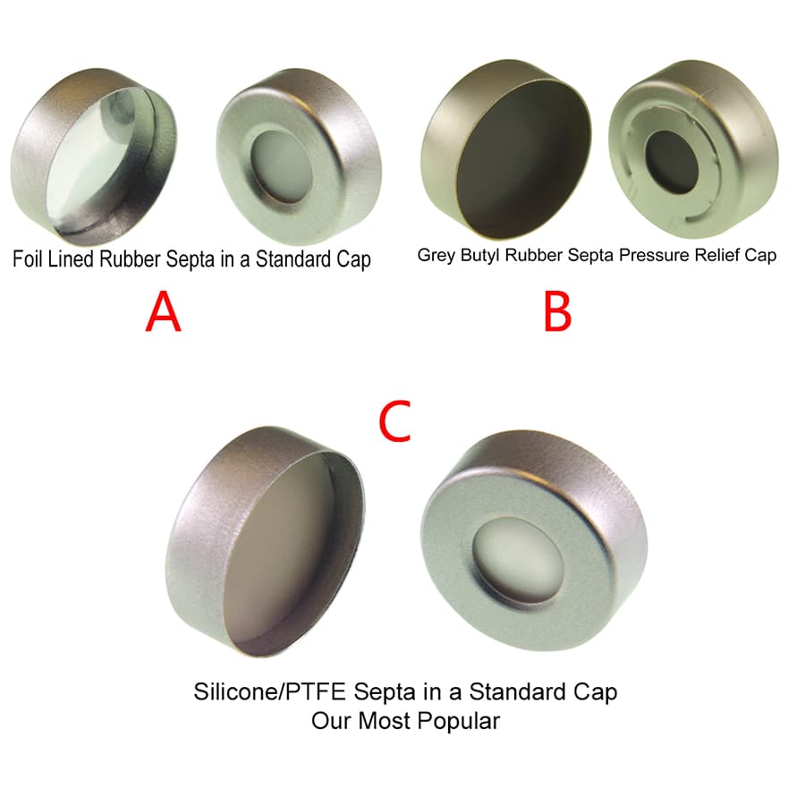 crimp cap with silicone/PTFE septa