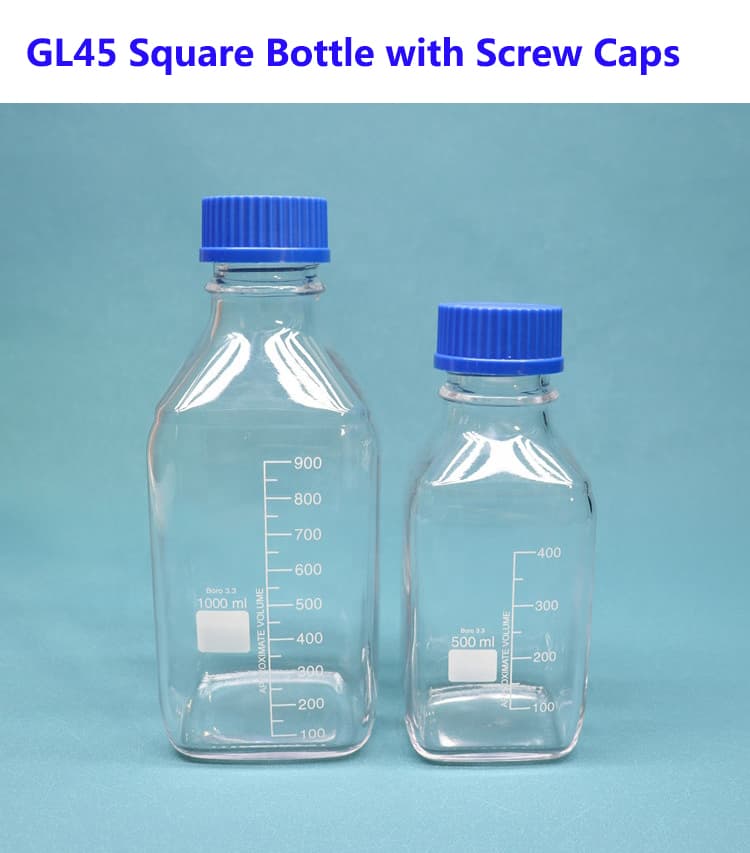 GL45 Square Bottle with Screw Caps Supplier