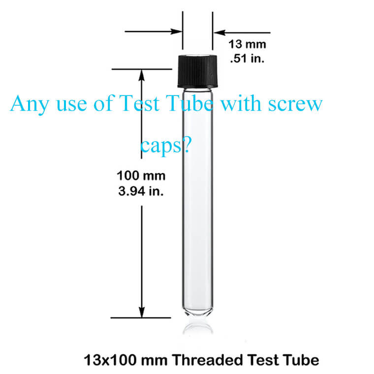 Glass Test Tube with screw cap 13&16mm
