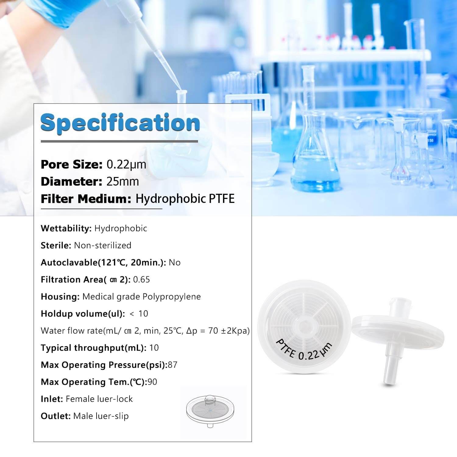 Syringe Filter PTFE for HPLC