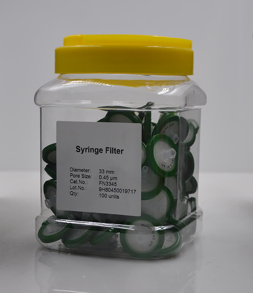 1. Pore Size: 0.45μm 2. Diameter: 13mm / 25mm / 33mm 3. Membrane: PTFE, PVDF, PES, MCE, NYLON, PP, CA, etc. 4. House Material: PP 5. Sample volume: 13mm<10ml; 25mm<100ml 6. sterile & non-sterile both provided