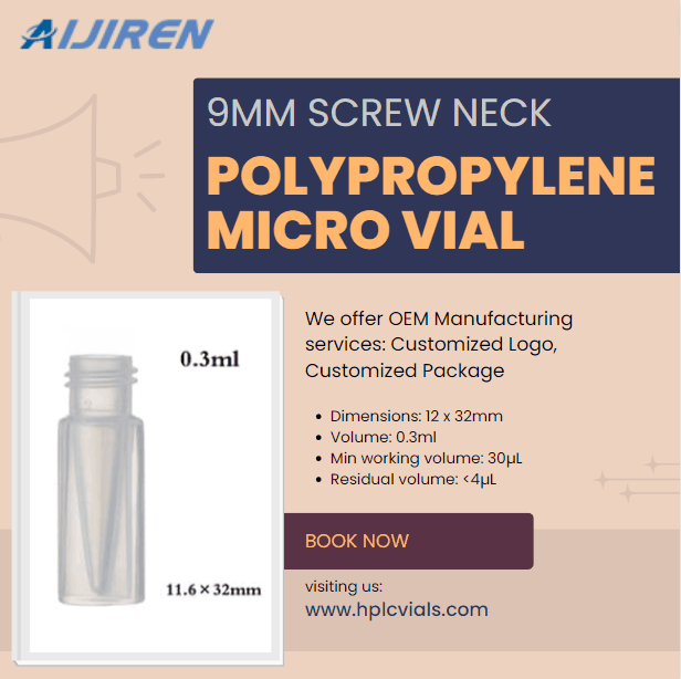 China 9mm 0.3ml Screw Neck Polypropylene Micro Vial Supplier