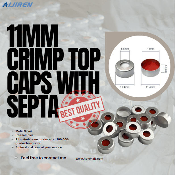 Wholesale Price 11mm Aluminum Crimp Top Caps with Septa for 2ml HPLC GC vial