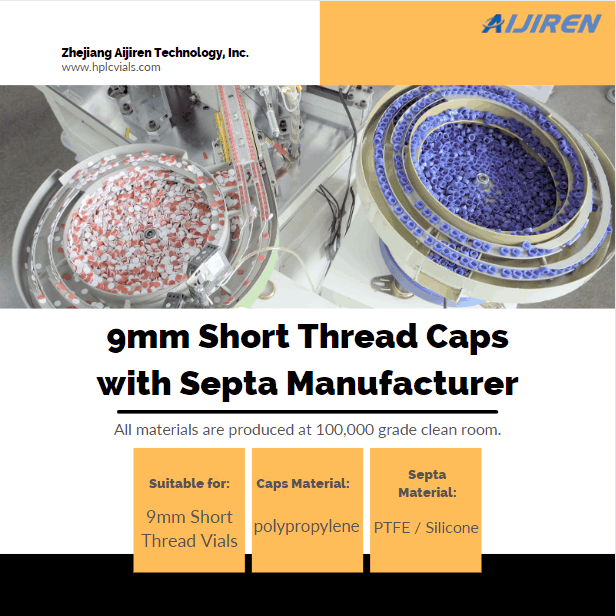 China High Quality 9mm Short Thread Caps with Septa for 9mm thread vial Manufacturer