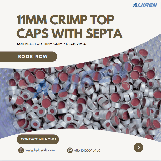11mm Crimp Top Aluminum Caps with PTFE / Silicone Septa for Sale