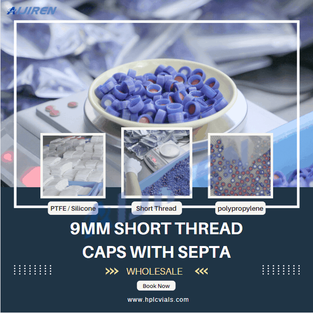 9mm Short Thread Caps with Septa Suitable for 9mm Short Thread Vials