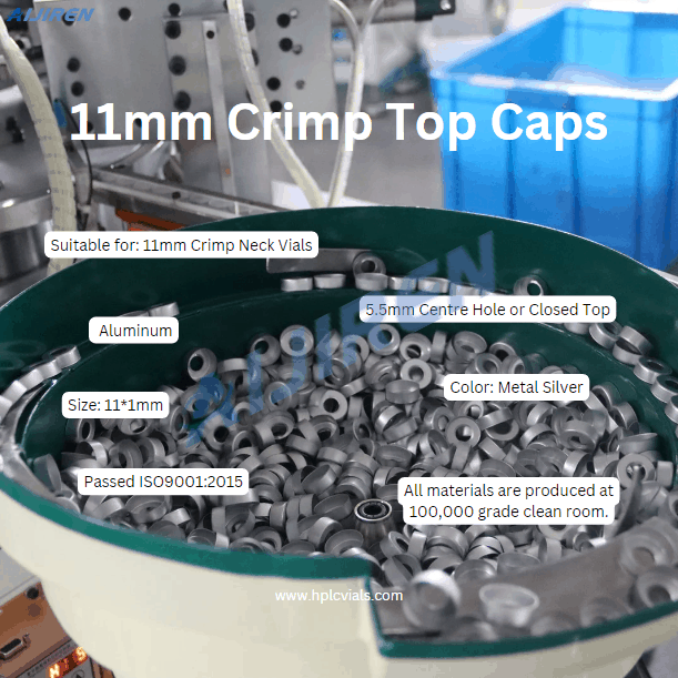 11mm Crimp Metal Silver Aluminum Top Caps