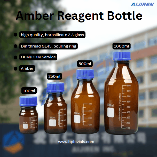 High Quality Borosilicate 3.3 Glass Amber Reagent Bottle for Laboratory