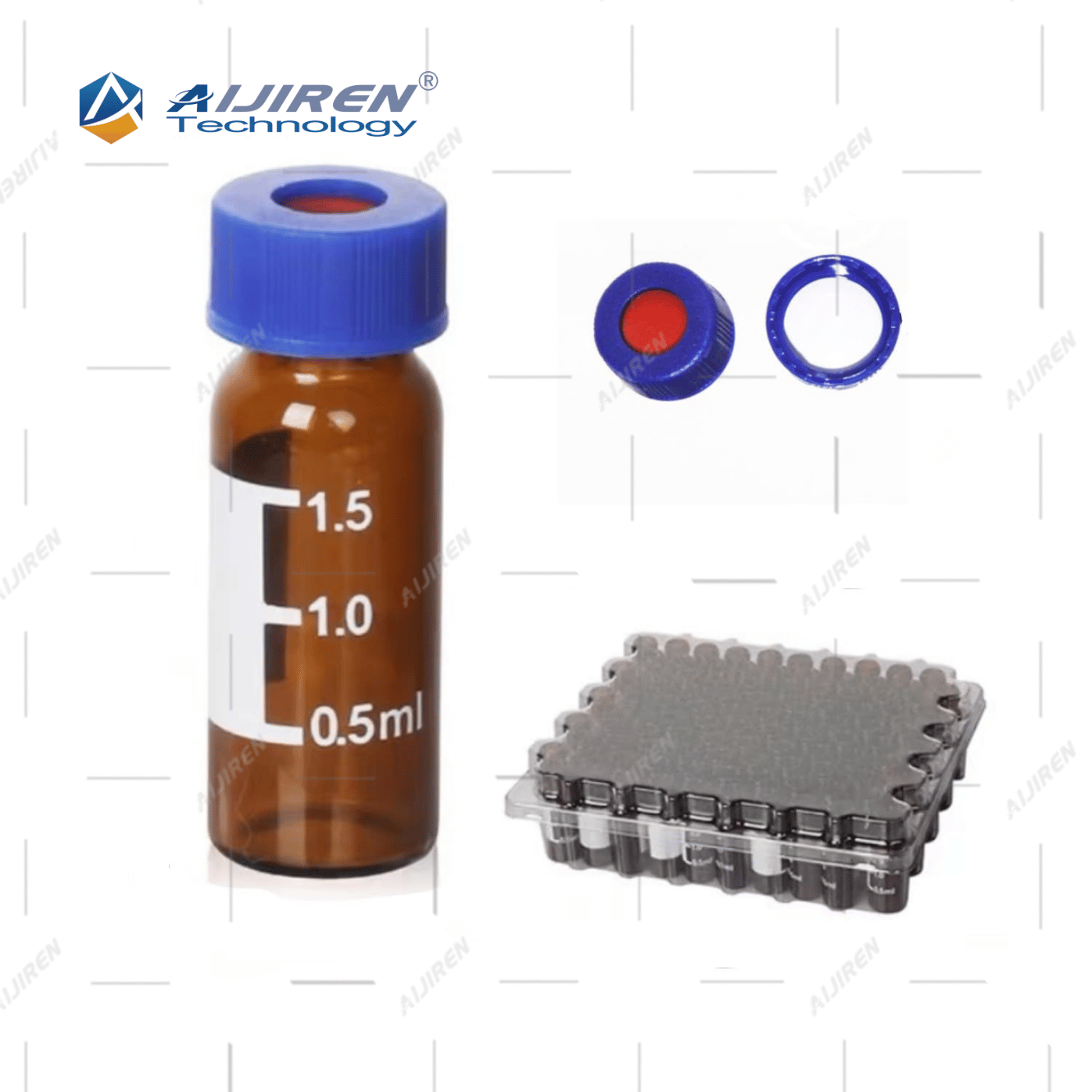 Complete 9-425 Thread HPLC Vial Kit with Caps and Scale, 2mL Pack of 100