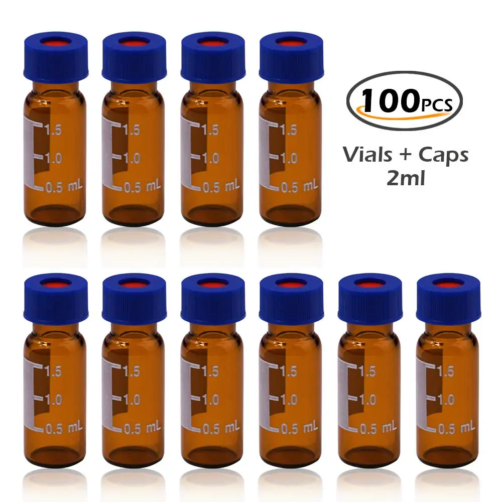 2ml Amber HPLC Screw Vials with Blue Caps for Sale