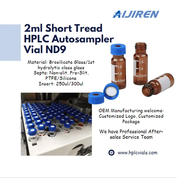 9mm 2ml Short Tread HPLC Autosampler Vial ND9 for Sale