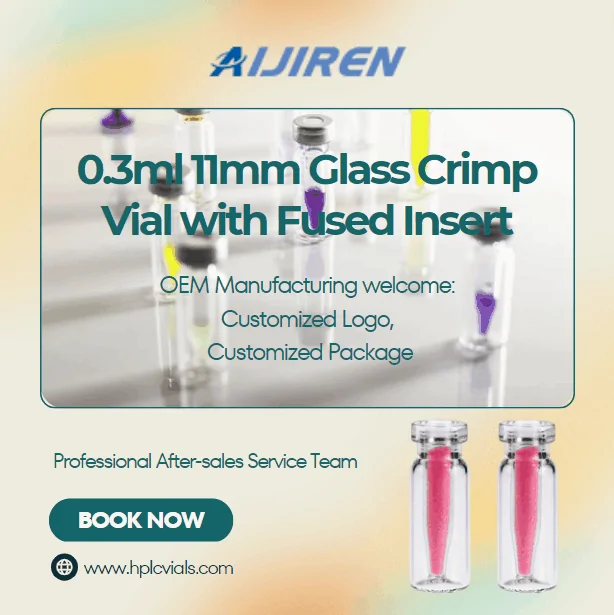 0.3ml 11mm Crimp top Vial with Fused Glass Insert for sale
