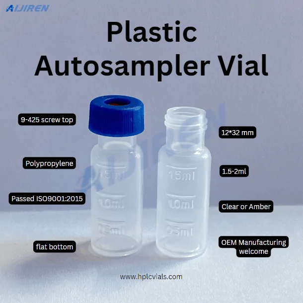 9mm Screw Top Plastic Flat Bottom Autosampler Vial | USP Class VI Certified