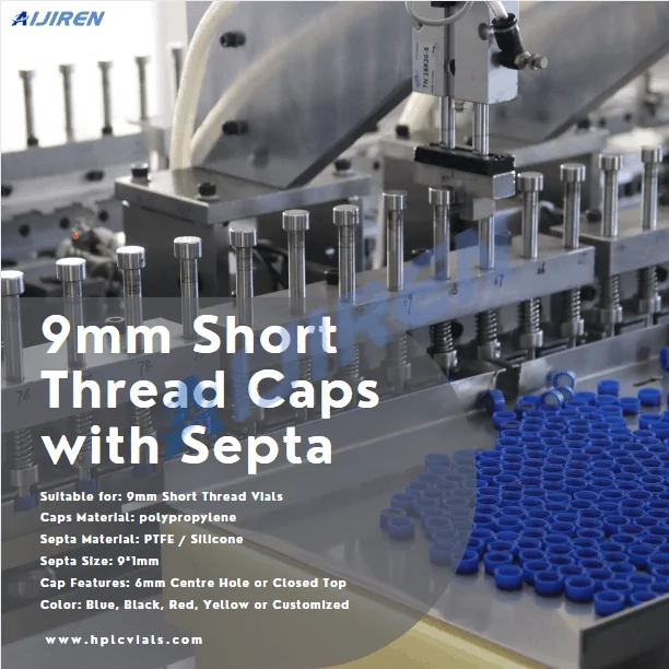 9mm Short Thread polypropylene Caps with PTFE / Silicone Septa