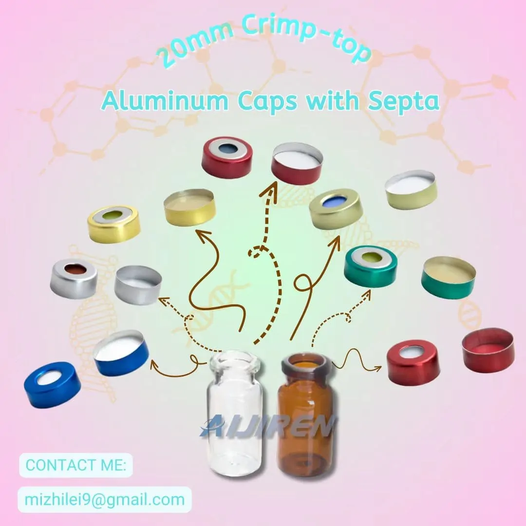 Customizable 20mm Aluminum Crimp Caps with Septa | Multi-Color Options for HPLC/GC Analysis