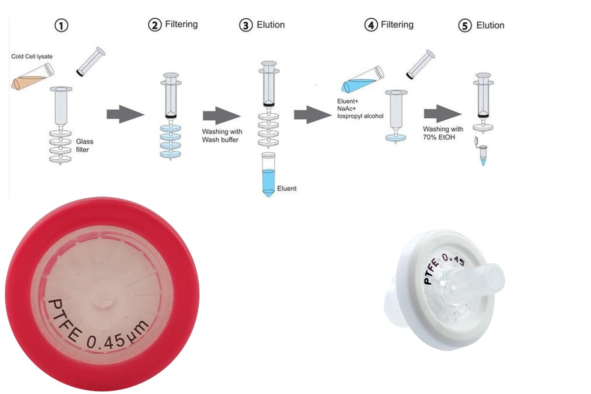 0.45um PTFE syringe filter for HPLC analysis