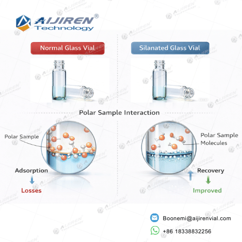 Silanized 8-425 glass vials for polar compounds