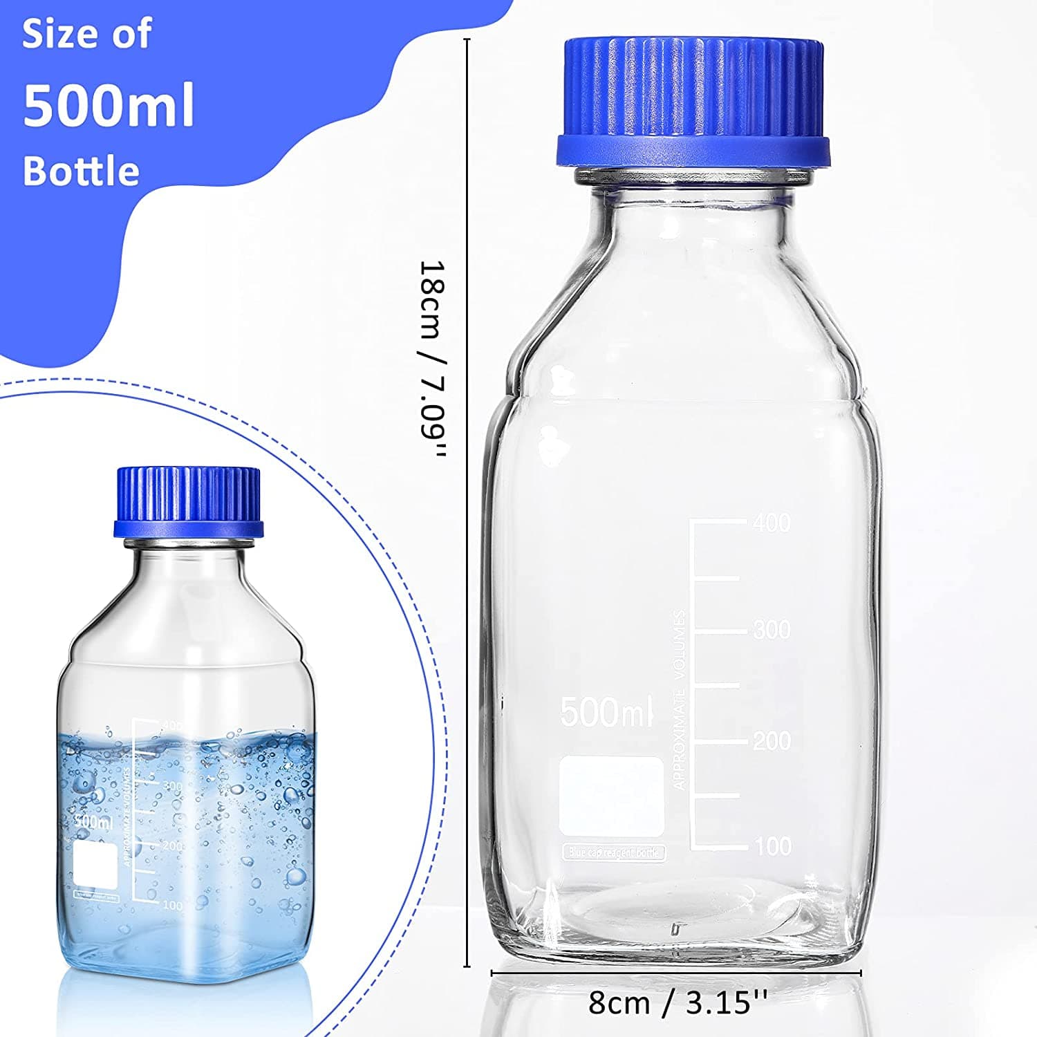 500ml reagent bottle with gl45 blue screw caps wholesales