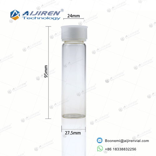 clear toc vial with cap and size