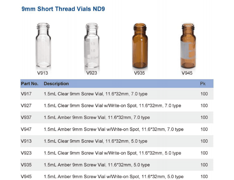 aijiren 9MM autosampler vials on stock