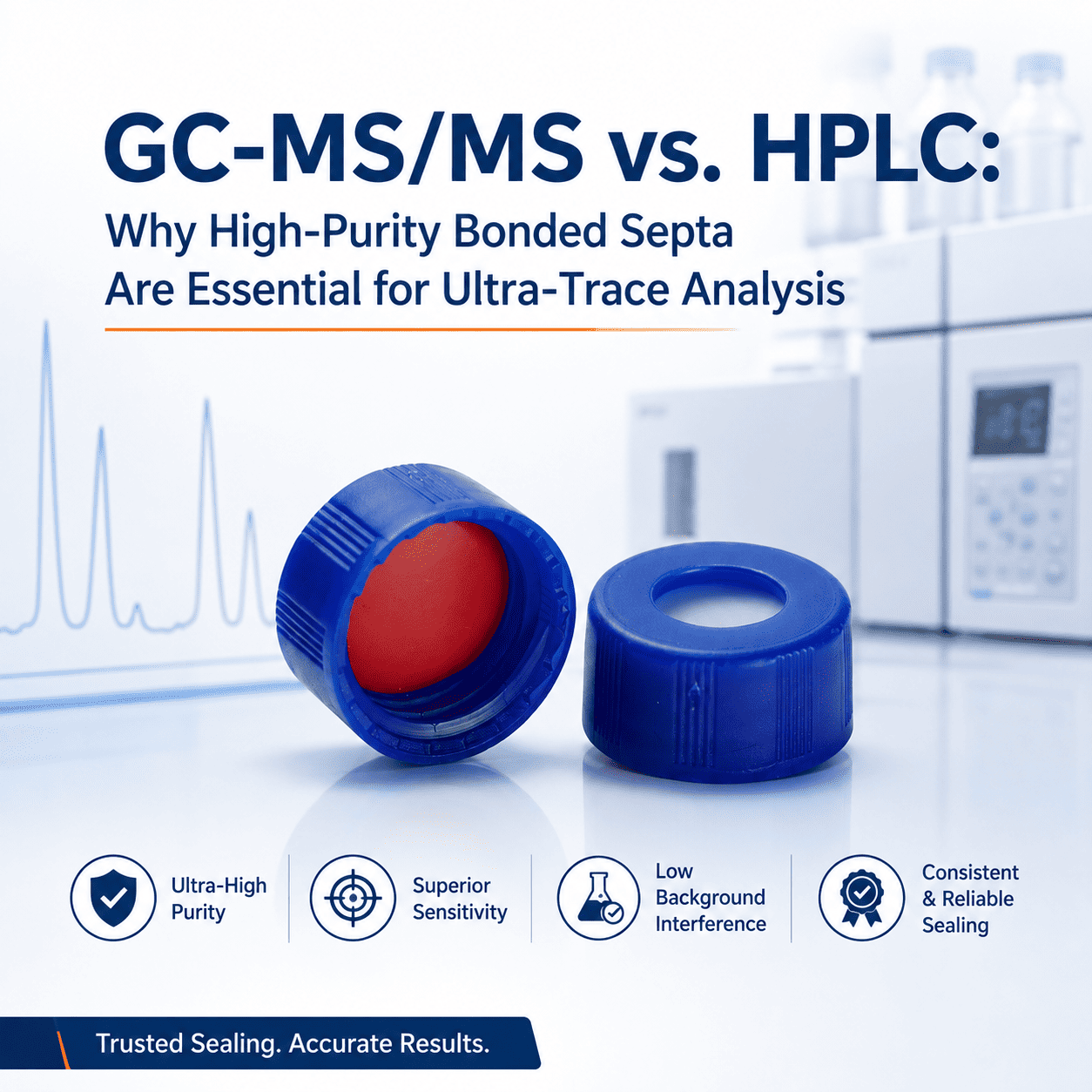Bonded PTFE/silicone vial caps and septa for low-bleed GC-MS/MS trace analysis