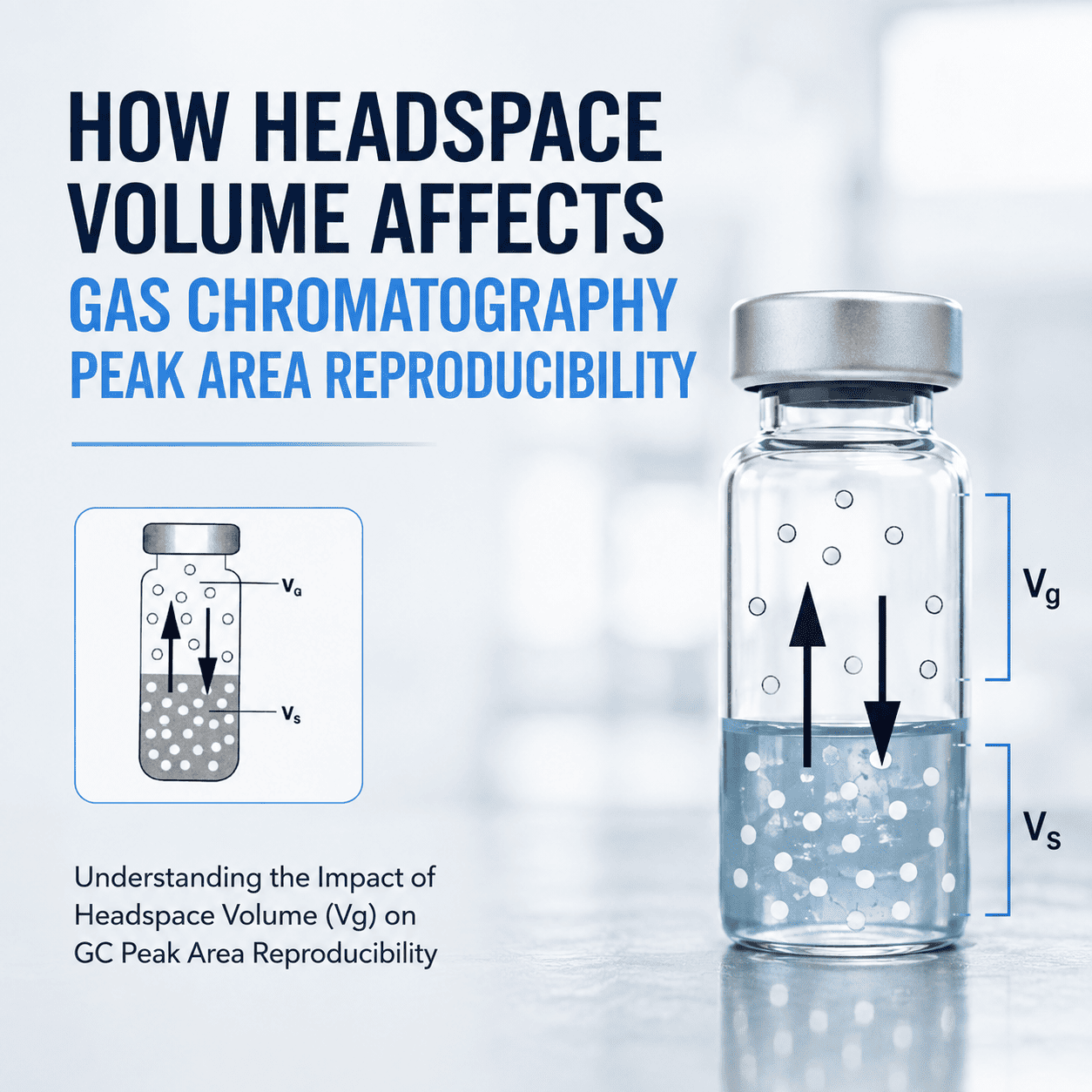 Headspace vial showing gas and liquid phase ratio affecting GC peak area repeatability