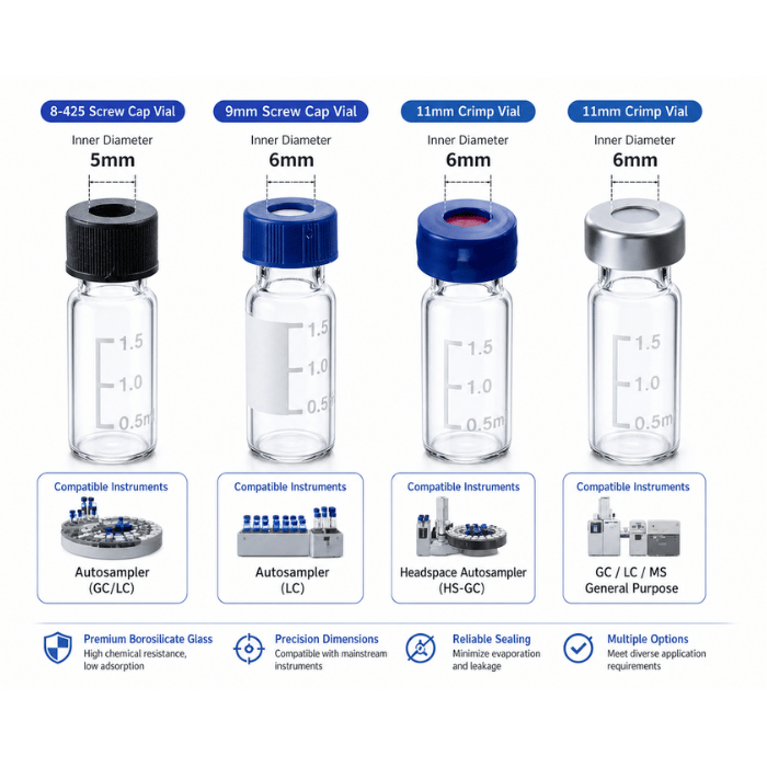 How to Choose the Right Autosampler Vials? 8-425 vs. 9mm vs. 11mm Compatibility Guide